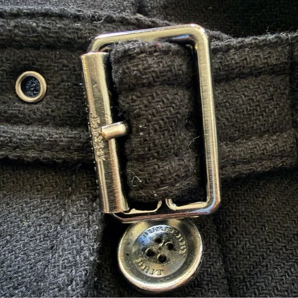 Burberry Brit Black Belted Wool Trench Coat Women’s Sz US10 - Picture 9 of 9